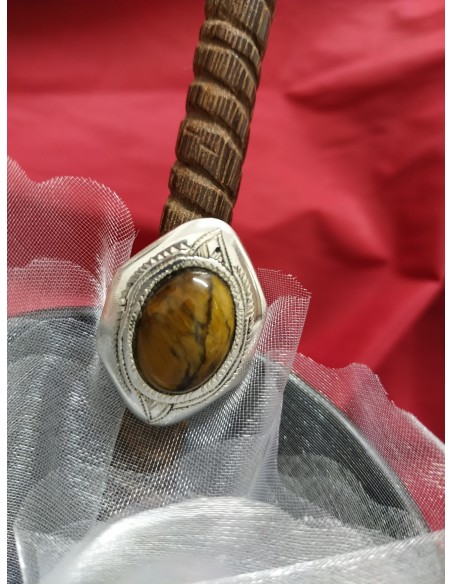 Anello in argento con pietra ovale in agata screziata